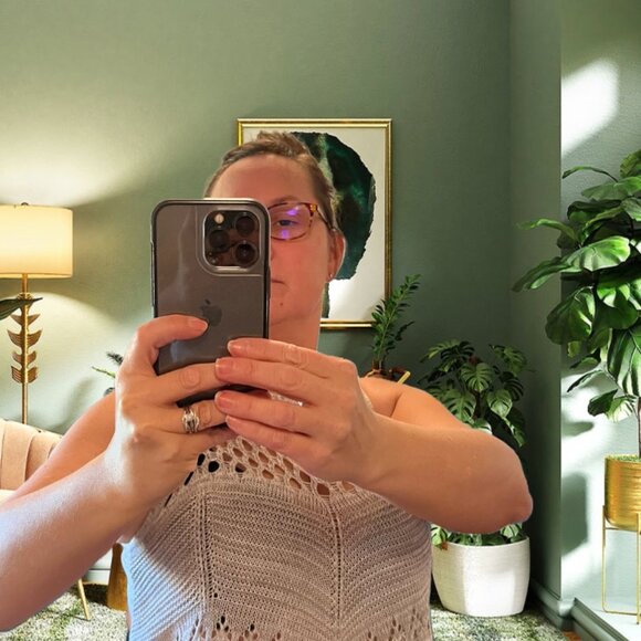 a. n. a beige crocheted sleeveless vest - Picture 3 of 4